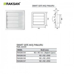 RAKSAN Smart Geri Akış Panjuru 162 x 162 mm / (Bağlantı Çapsız)
