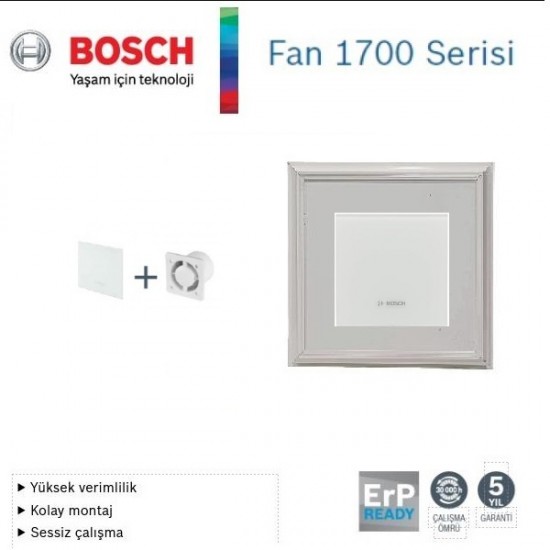 Bosch F1700 WS 100 Lik Aspiratörlü Fanlı Menfez (95m³/H) - Düz Panel -Yüzeysel Montaj - Mat Beyaz
