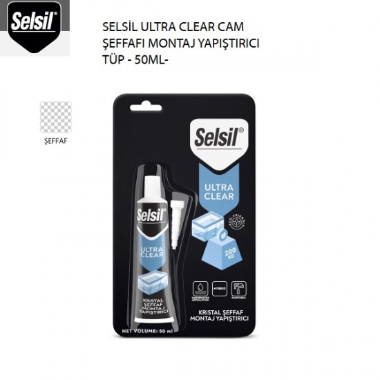 Selsil Ultra Clear Cam Şeffafı montaj yapıştırıcısı Tüp 50 ml - Şeffaf Selsil Ultra Clear Cam Şeffafı montaj yapıştırıcısı Tüp 50 ml - Şeffaf