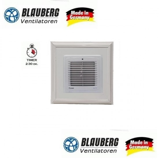 BLAUBERG AUTO 100 T Otomatik Panjurlu Zaman Ayarlı Fanlı Menfez (98m³/H)  - Düz Panel - Yüzeysel Montaj - Beyaz