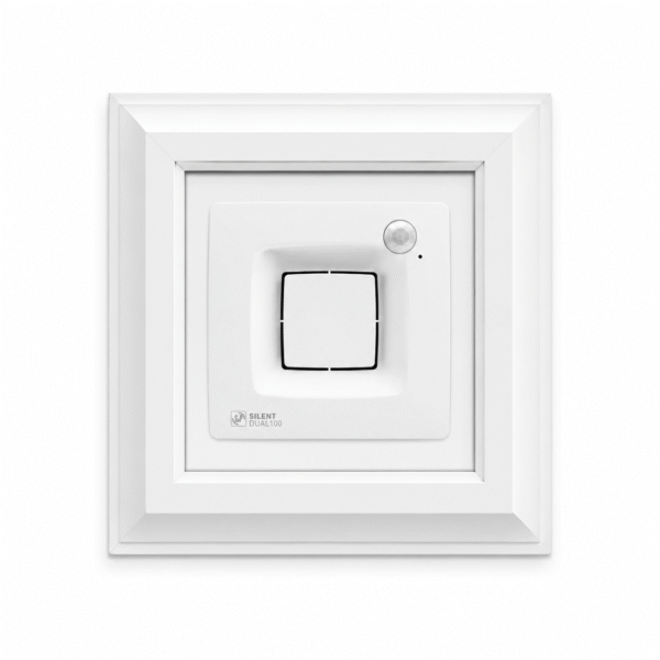 Soler-Palau Silent DUAL 200 Nem ve Hareket Sensörlü Fanlı Alüminyum Menfez (170m³/h) - Düz Panel - Yüzeysel Montaj - Beyaz