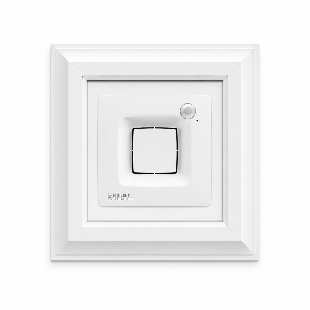 sol.plau.Dual.100.Dz.Pnl.Bız Soler-Palau Silent DUAL 200 Nem ve Hareket Sensörlü Fanlı Alüminyum Menfez (170m³/h) - Düz Panel - Yüzeysel Montaj - Beyaz - Görsel 1